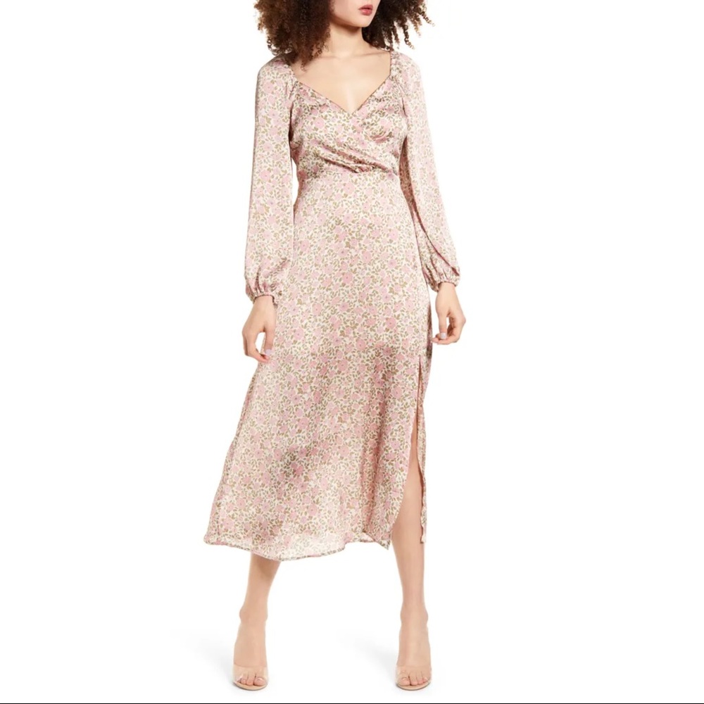 Floral Print Long Sleeve Midi Dress